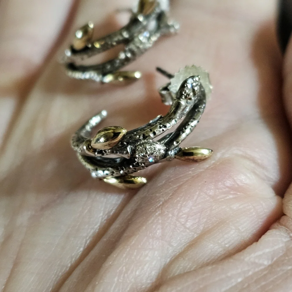 Stephen Dweck Genuine Diamond Earrings 14k/925 - Picture 5 of 5